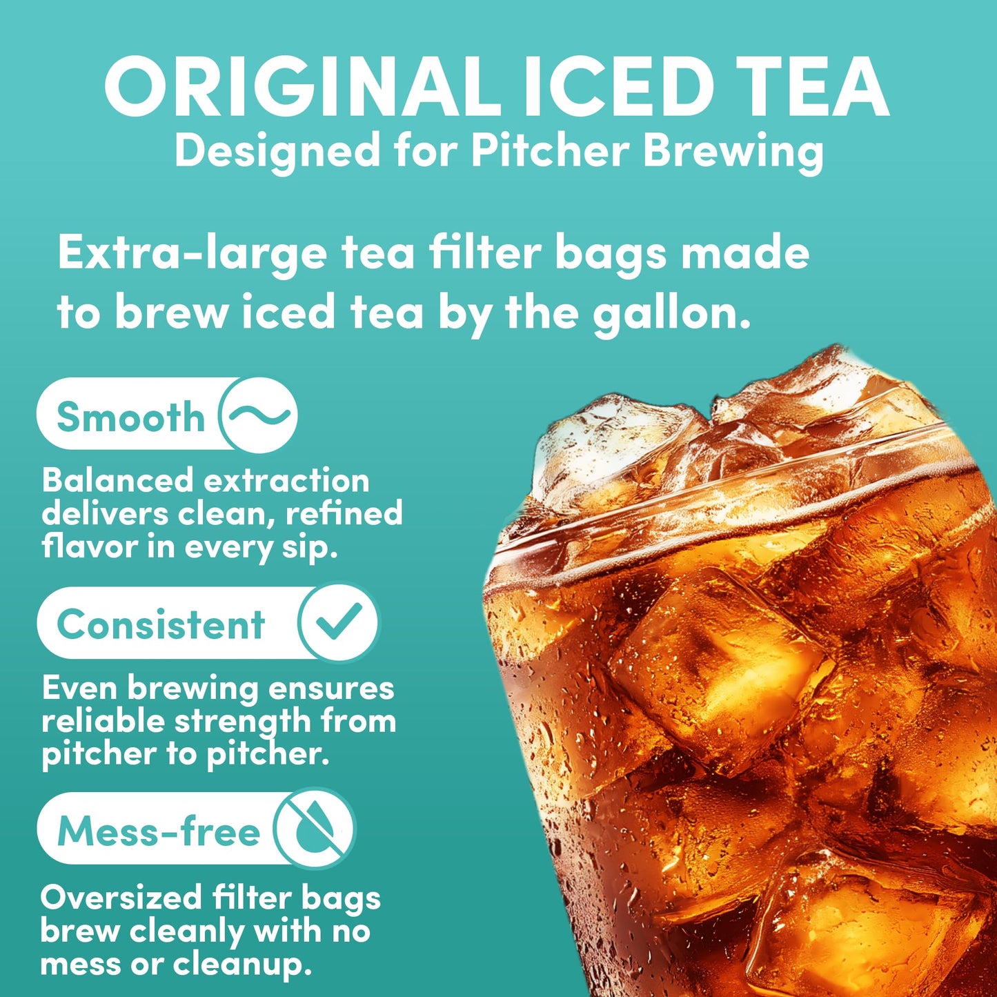 Black Orange Pekoe Iced Tea Bags, 1 Gallon Tea Bags, 48 Count, Bulk Iced Tea Packs, Orange Pekoe Tea for Restaurants, Cafes & Home