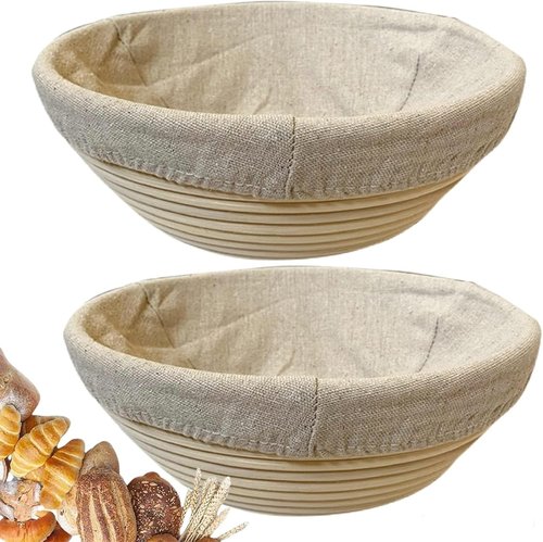 9 Inch Round Banneton Proofing Basket Set by [Brand Name] - Perfect for Sourdough & Artisanal Baking | 2 Pack