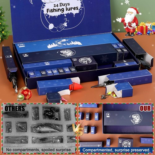 Fishing Advent Calendar 2025 - 24 Days of Surprise Gifts for Men & Boys | Tools, Lures & Accessories