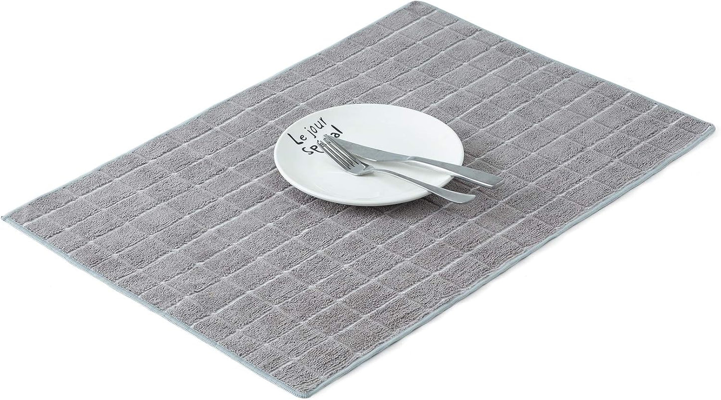 Skiennix Microfiber Dish Towels - Soft, Super Absorbent & Lint-Free - 8 Pack in Gray Lattice Design | 26 x 18 Inch