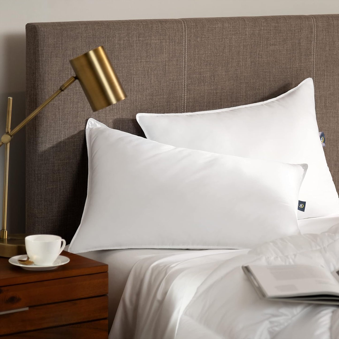 Serta Down Illusion Bed Pillows - Soft Hypoallergenic Comfort for All Sleep Positions | Queen Size, White (2 Pack)