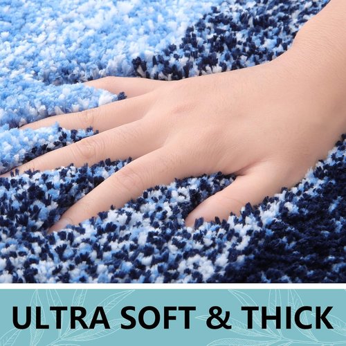 Arotive Microfiber Bath Rug - Soft, Absorbent & Non-Slip | Machine Washable, 24x16, Blue