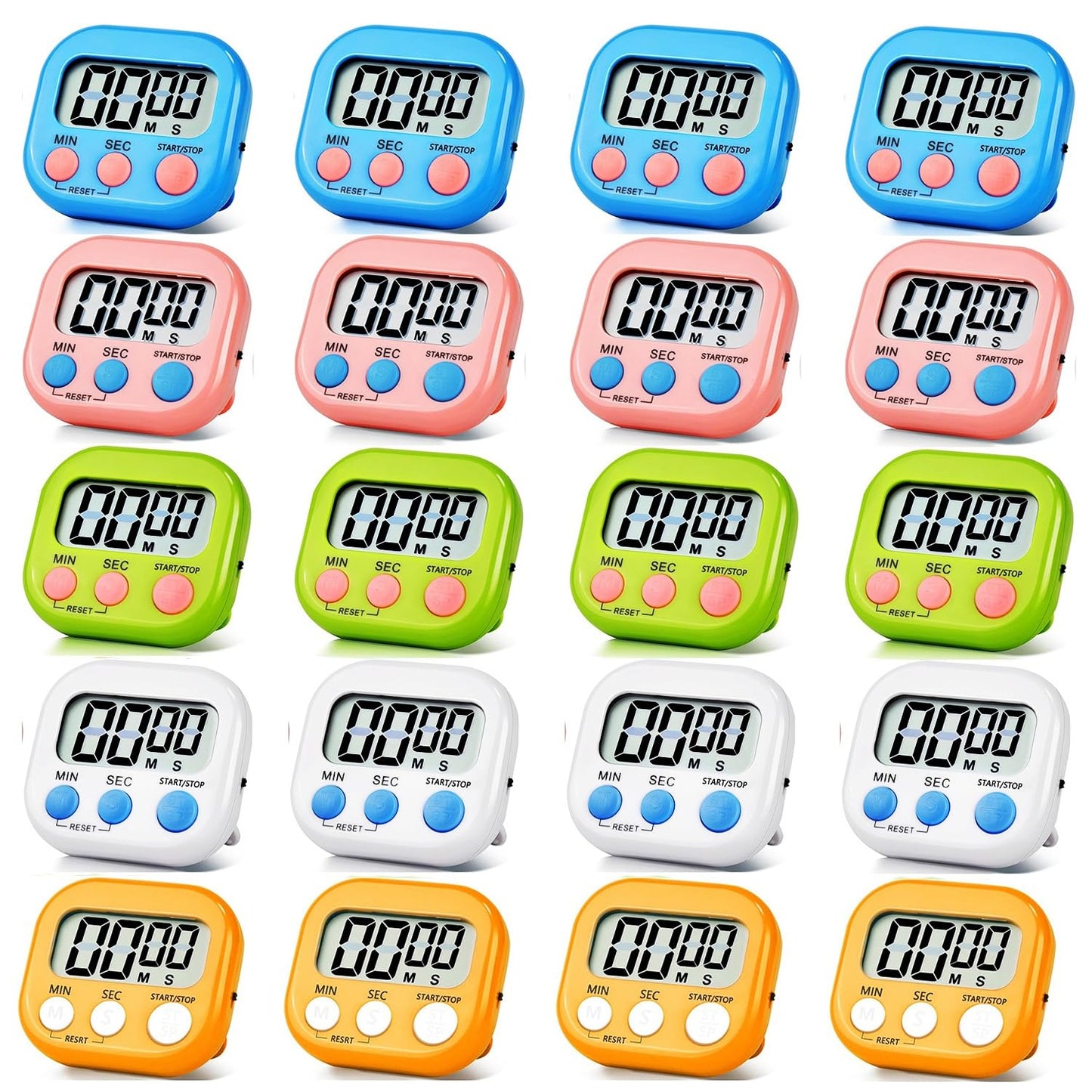 20 Pack Small Digital Timers, Timer for Kids, Magnetic Back and ON/Off Switch, Minute Second Count Up Countdown Kitchen Timers, Suitable for Cooking, Egg, Classroom, Teacher, Exercise, Study, Oven