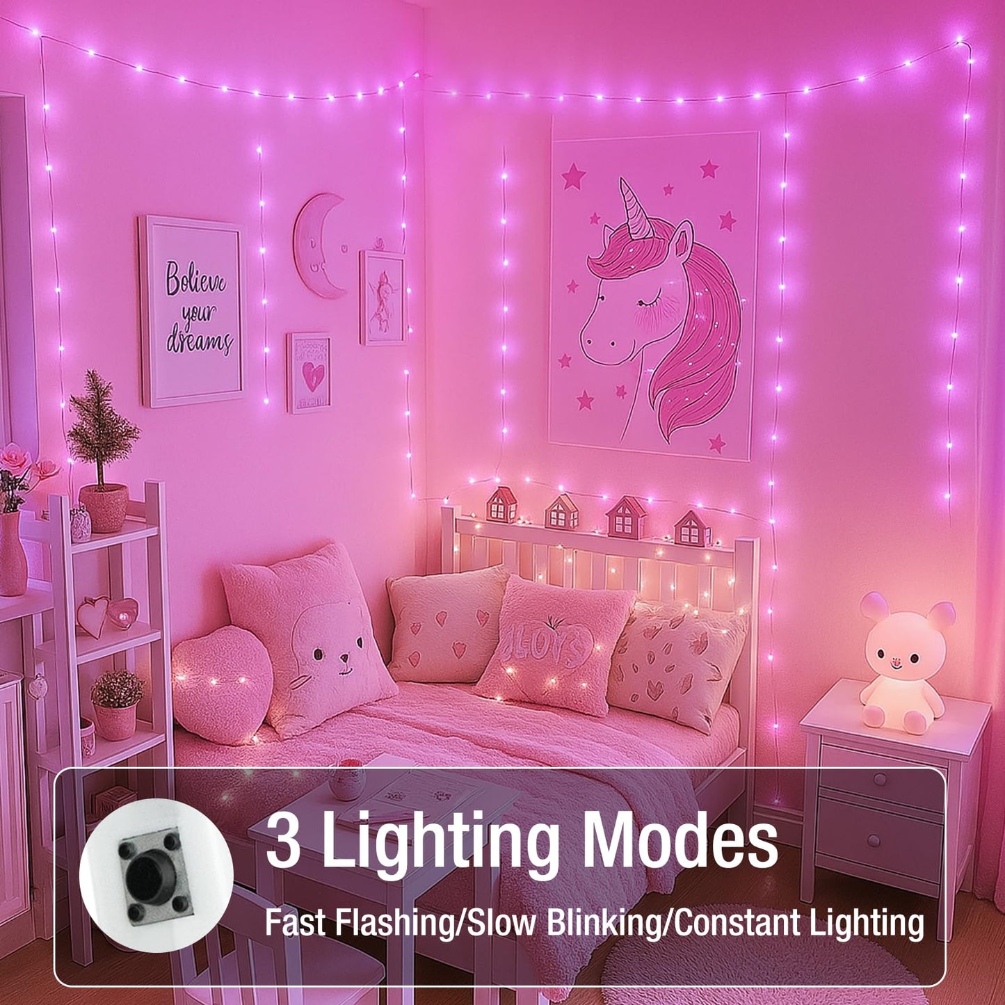 6 Pack Fairy Lights Battery Operated - 7ft 20 Led Twinkle Lights 3 Modes, Bulk Mini String Light Waterproof for Mason Jars Vases DIY Party Wedding Decoration Mothers Day- Pink