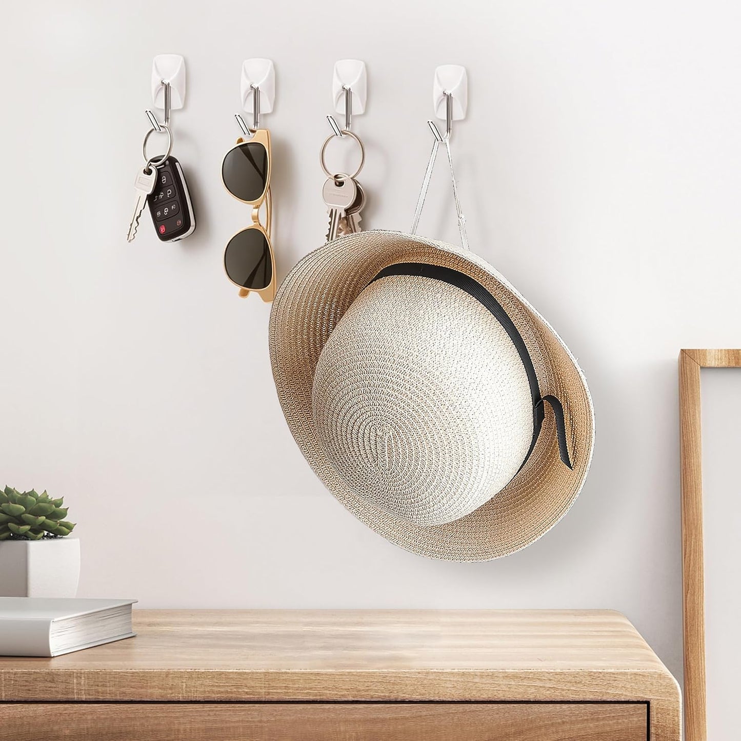 Sinfuo Heavy-Duty Wall Hooks - 32 Small Wire Hooks with 36 Damage-Free Adhesive Strips for Keys & Coats