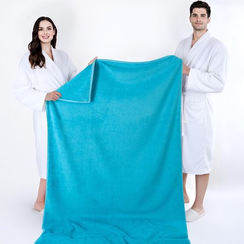 Cotton Paradise 100% Cotton Oversized Bath Sheet - Extra Large Aqua Blue Turkish Towel 40x80