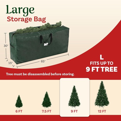 Elf Stor Christmas Tree Storage Bag - Organize 9FT Disassembled Artificial Trees | Green, Pack of 2