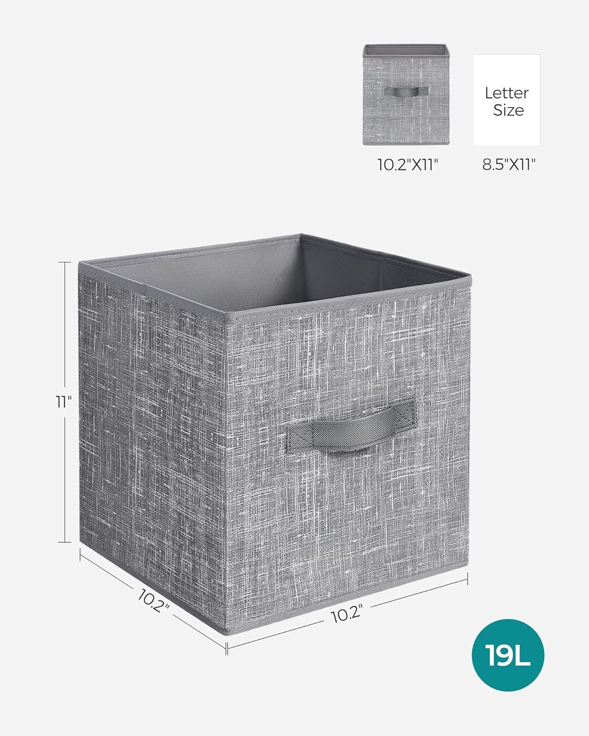 SONGMICS Storage Cubes - 11-Inch Foldable Non-Woven Fabric Bins with Double Handles | Set of 6 in Cattail Gray