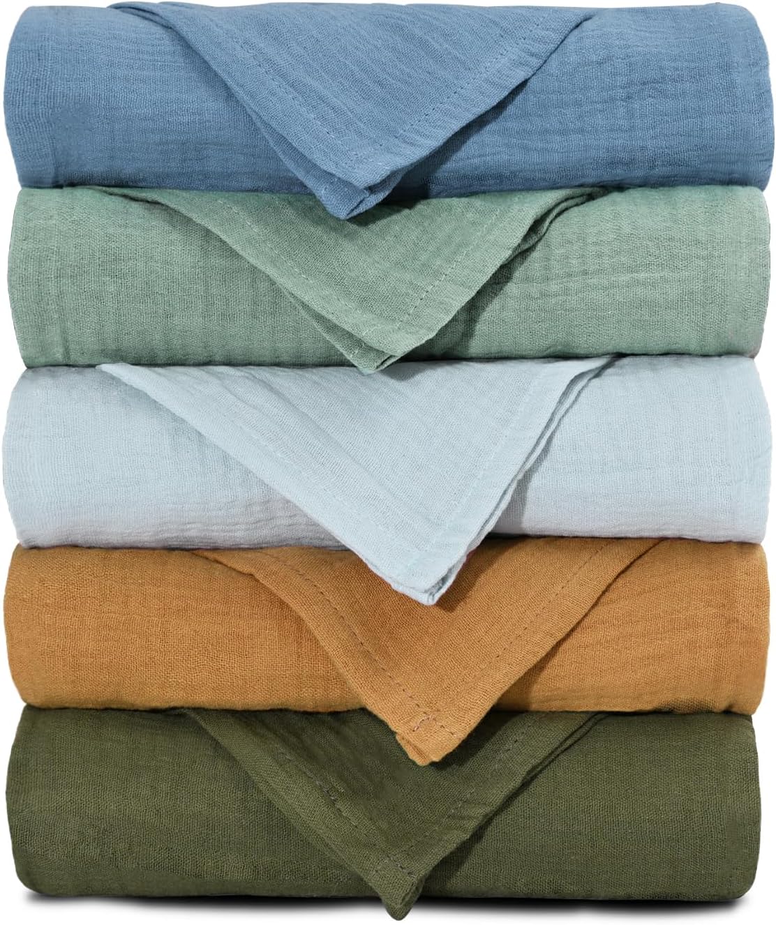 Skiennix Muslin Receiving Blankets - Neutral Swaddling Wraps for Newborns | 5 Pack, Breathable & Skin-Friendly