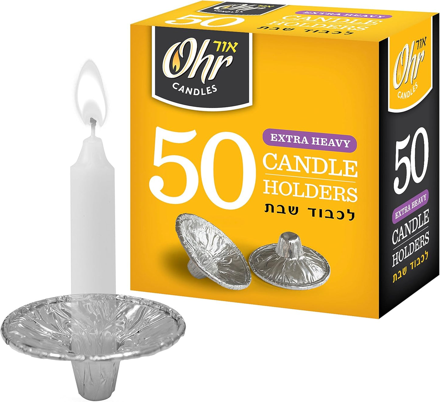 OHR Extra Heavy Disposable Aluminium Foil Candle Holders - 50 Pack Drip Cup Bobeches
