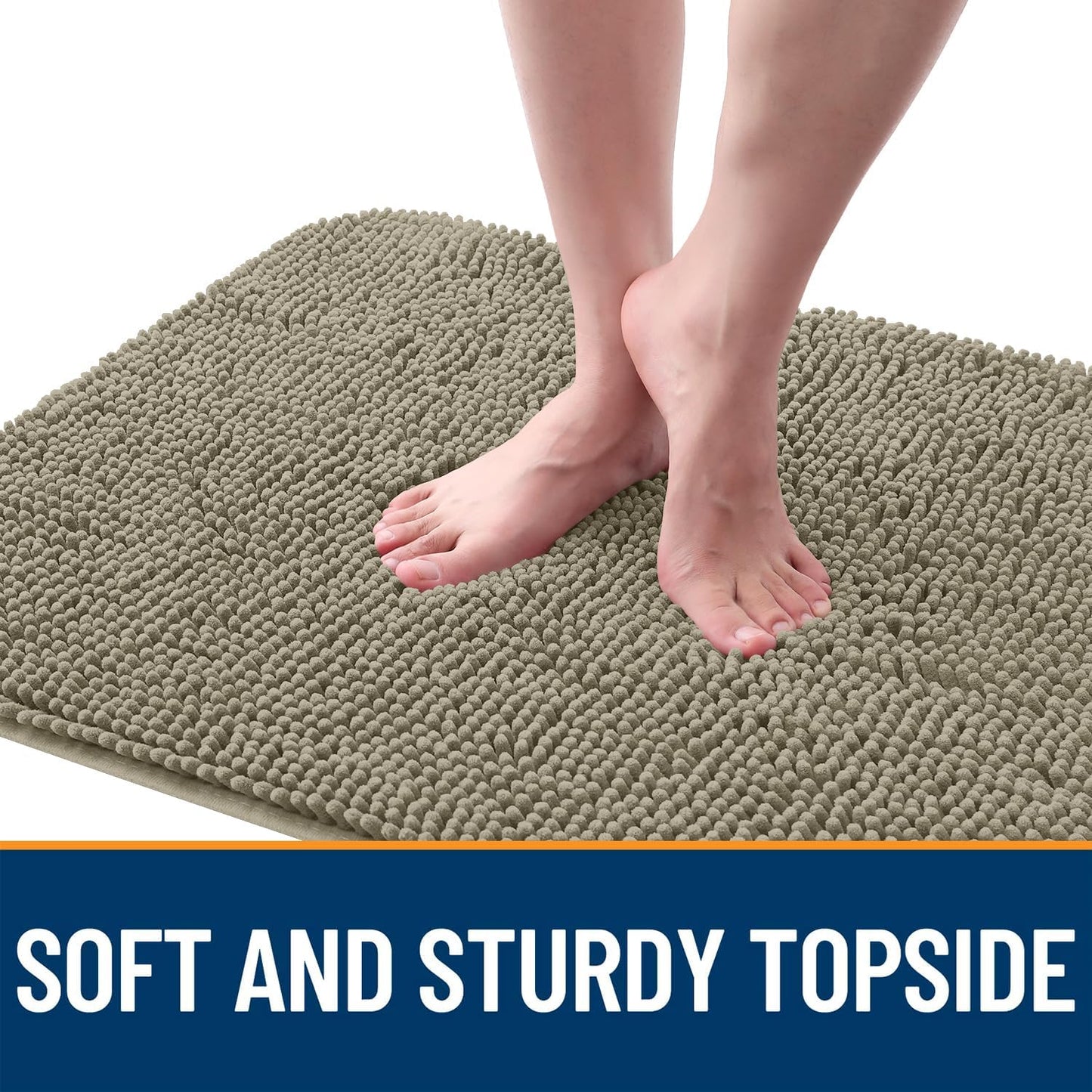 OLANLY Dog Door Mat - Absorbent Non-Slip Washable Doormat for Muddy Paws | 59x20, Warm Taupe