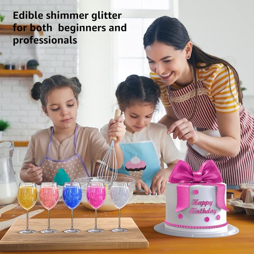 Edible Glitter,Drink Glitter Edible Dust, Edible Sparkles for Food Cupcakes,Cookies,Candy Sugar,Pops,Kosher Halal Certified Food Grade Coloring for Wines,Cocktails,Champagne,Beverages - Pink