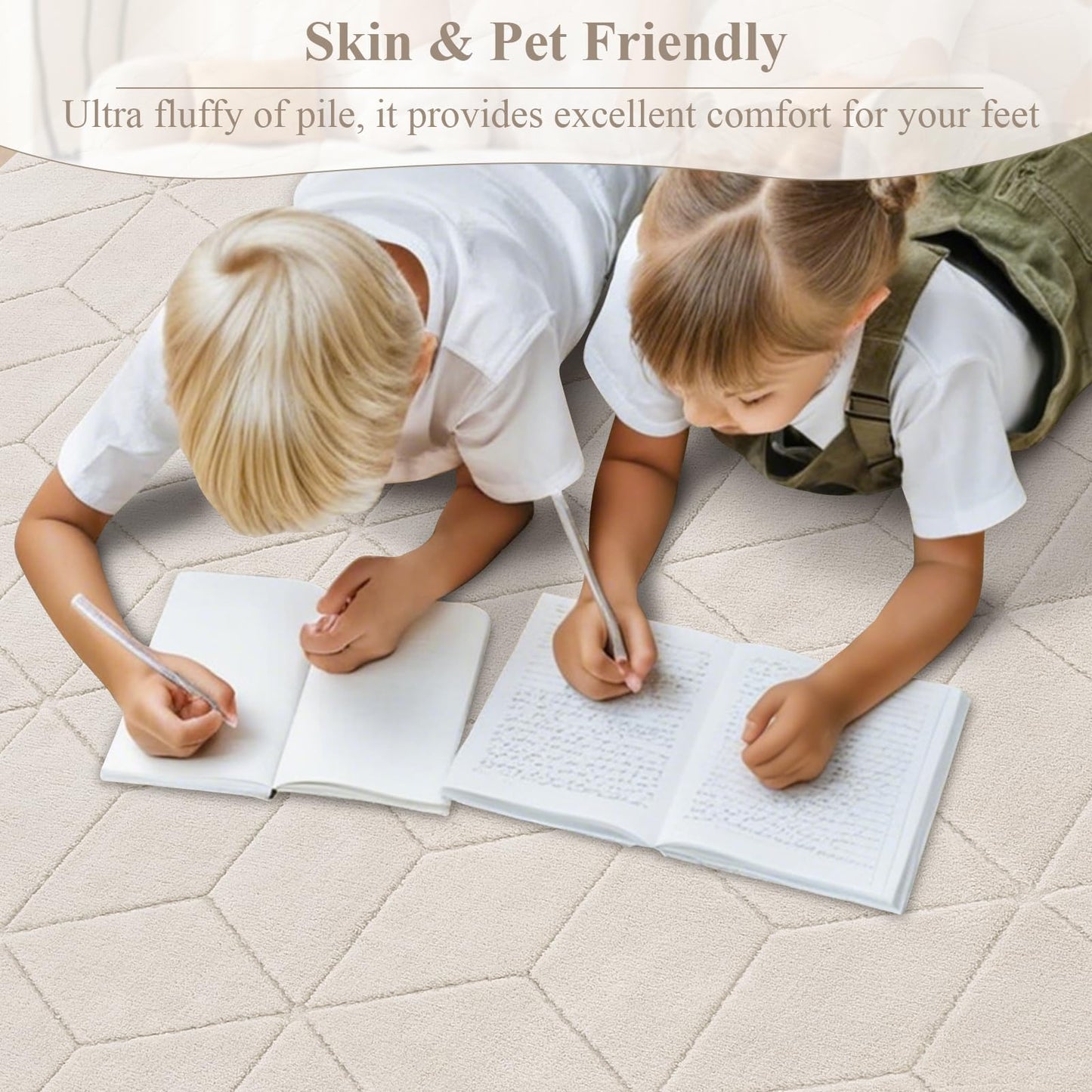 SHACOS Soft 4x6 Area Rugs for Living Room, Non Slip Washable Rug, Stain Resistant Floor Carpet Modern Geometric Rug for Bedroom Dining Room Nursery Home Decor, Beige