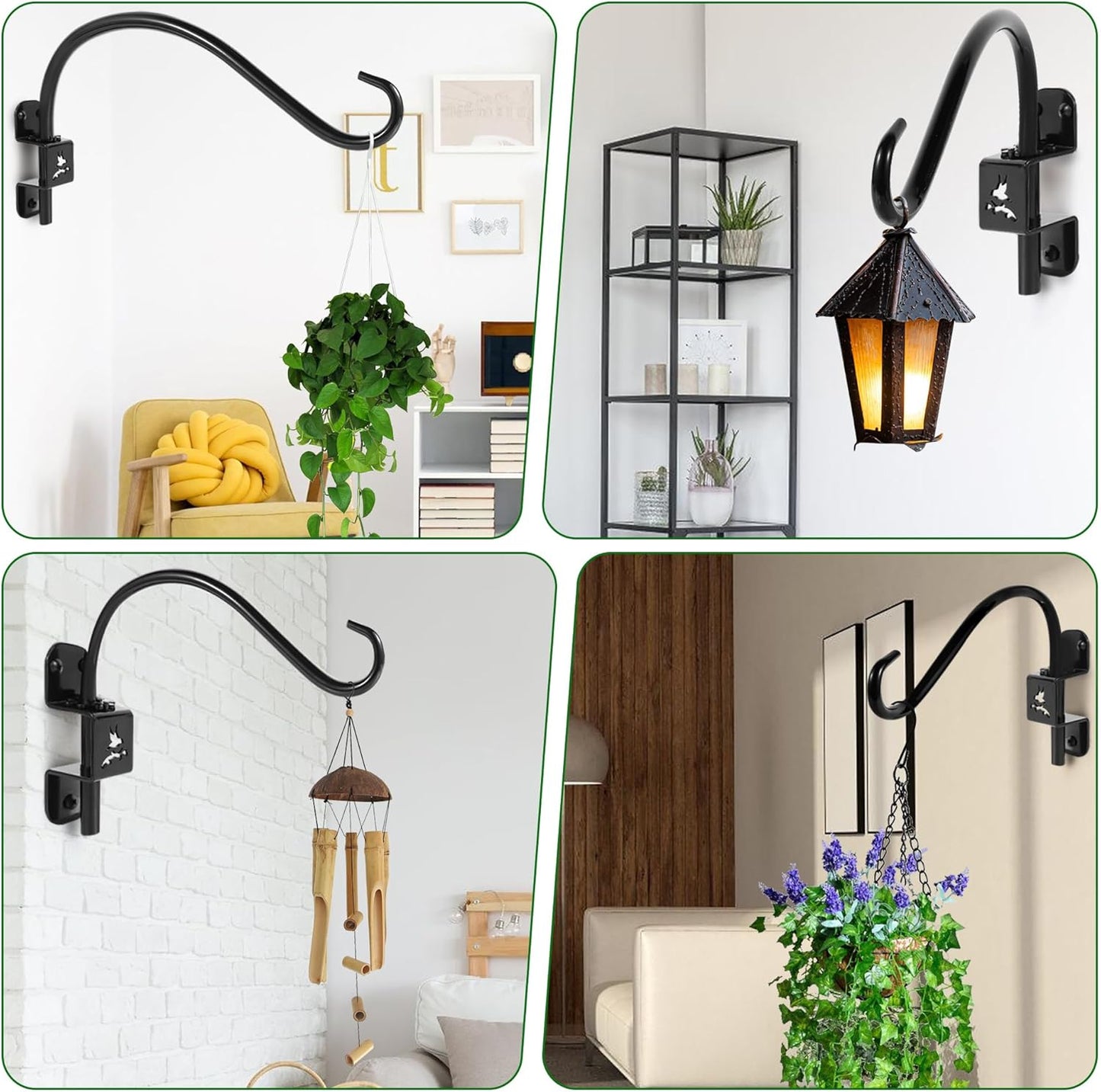 Skiennix 16-Inch Swivel Plant Hanger Bracket - 360° Rotating Heavy-Duty Metal Wall Mount (Black)