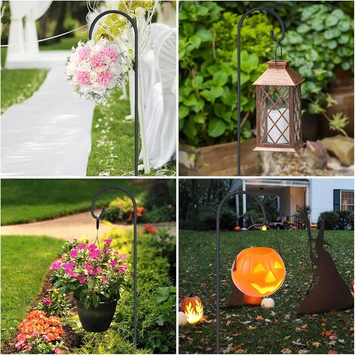 Feed Garden Adjustable Shepherd Hooks - Rust Resistant Steel for Outdoor Lanterns & Bird Feeders | 32 Inch, 8 Pack