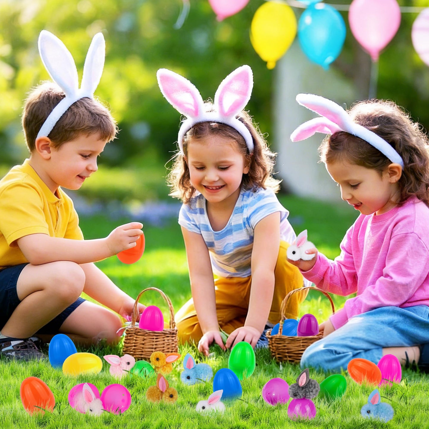 36 Pack Easter Egg Fillers with Easter Bunny Plush Easter Eggs with Toys Inside, Mini Easter Stuffed Animals Easter Eggs Hunts Party Favors Easter Basket Stuffers for Kids Toddler Teens Boys Girls