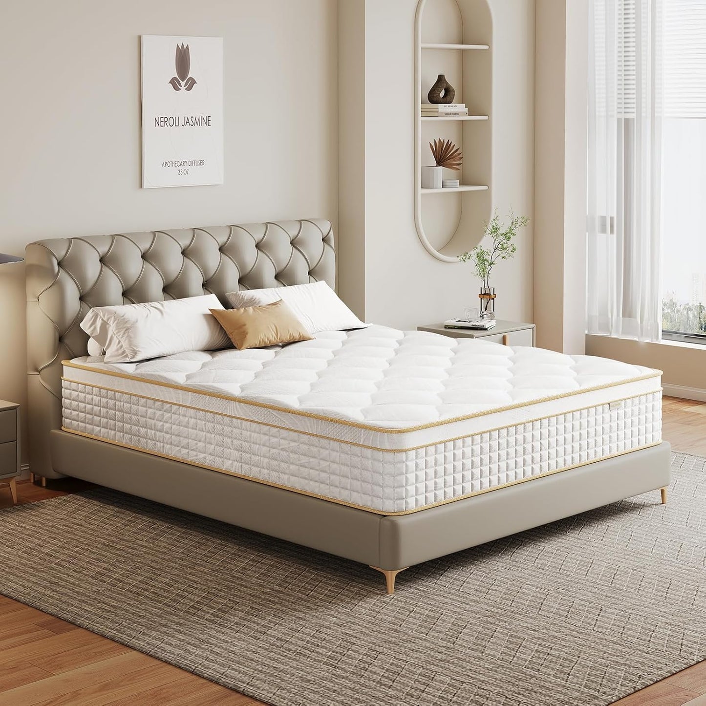 Skiennix Hybrid Mattress - Medium Firm Memory Foam & Pocket Springs - Twin Size, 10 Inch, Black
