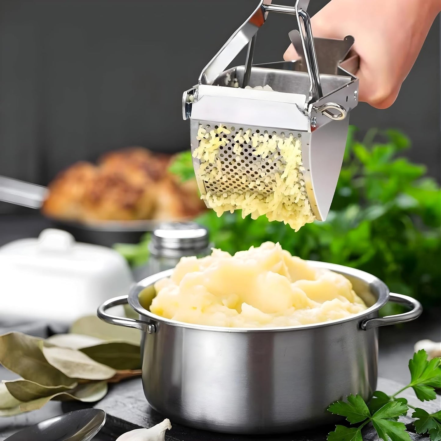 Potato Ricer - Heavy Duty Stainless Steel Masher for Fluffy Mashed Potatoes | 23 Oz Capacity