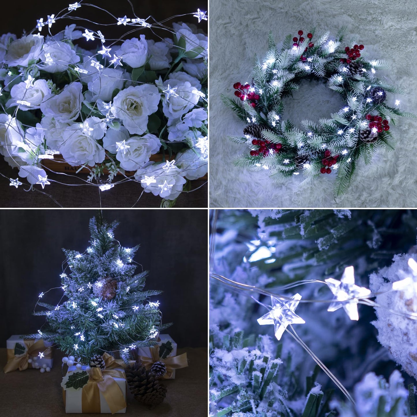 ZELUXDOT 6 Packs 6.6ft 20 LEDs Star Fairy Lights Battery Operated,Mini Star String Lights,Waterproof Twinkle Starry Light for DIY Bottle Table Christmas Ramadan Wedding Halloween Decor,Cool White