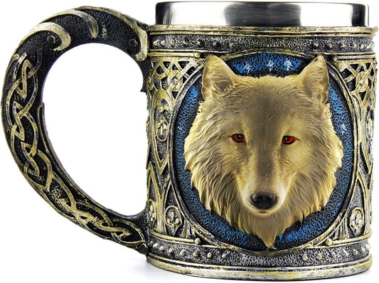 Stainless Steel Wolf Goblet - 3D Resin Wine Chalice Cup for Unique Occasions