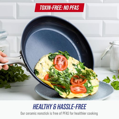 Blue Diamond 12" Nonstick Frying Pan - Diamond Infused, PFAS & PTFE-Free, Dishwasher Safe, Stay Cool Handle
