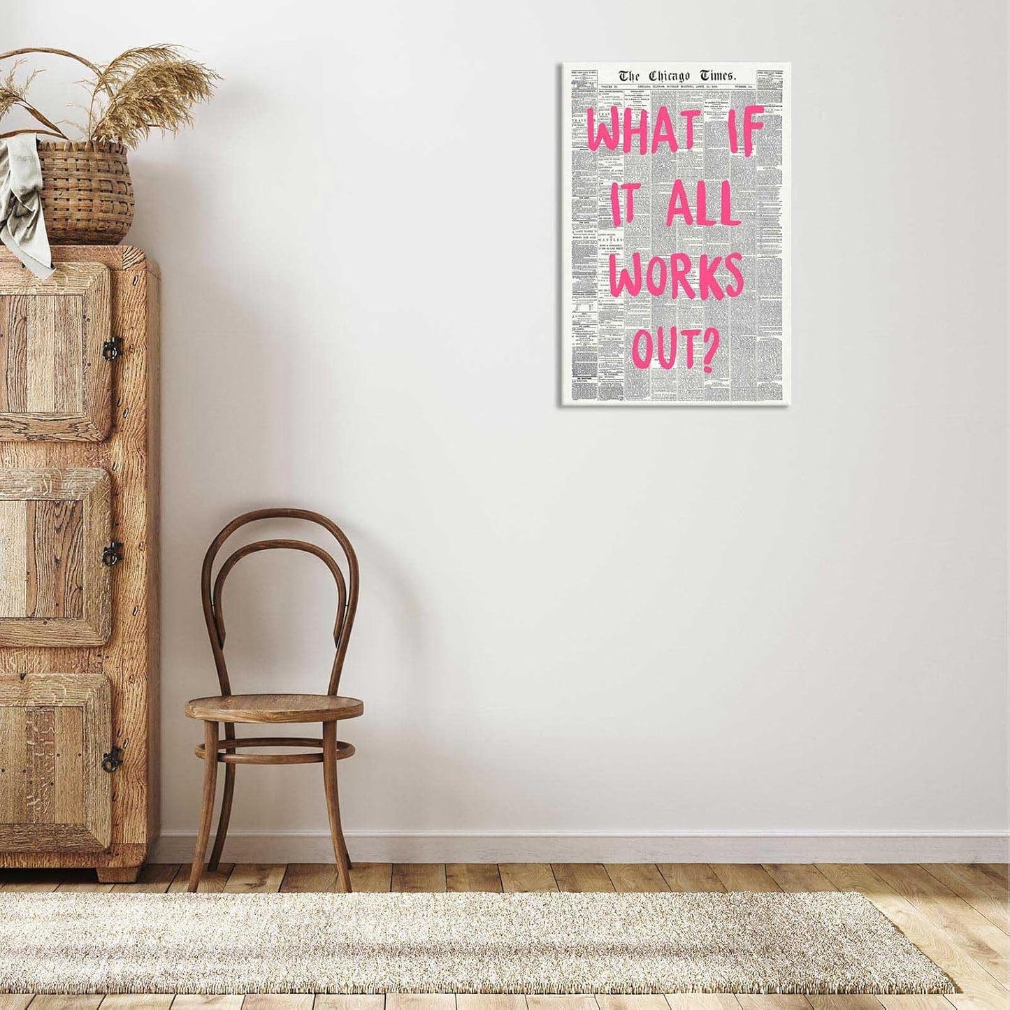 Skiennix Retro Newspaper Poster - Positive Affirming Quote Canvas Wall Art | 24x36in Framed Decor