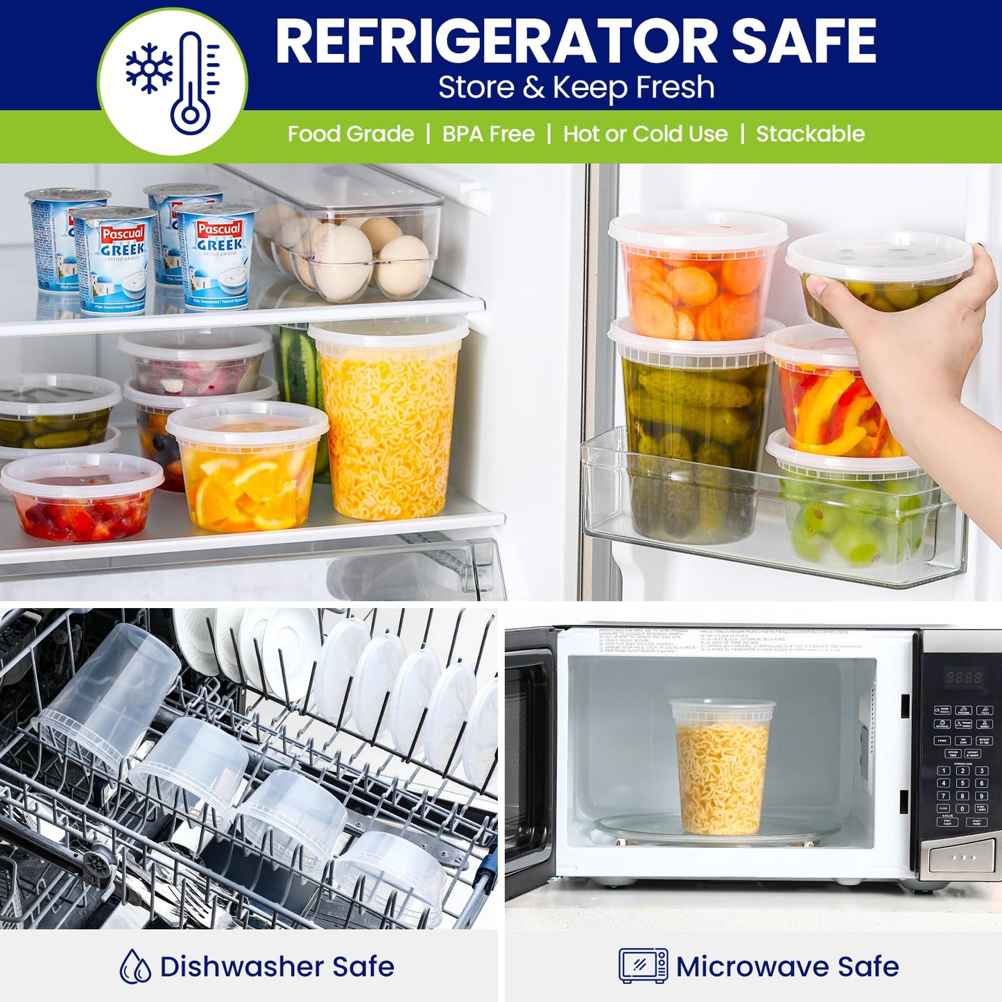 90 Sets Plastic Deli Containers With Lids, Assorted Sizes (8 oz 16oz 32oz) Variety pack, Airtight Food Storage Containers, Freezer/Dishwasher/Microwave Safe, Soup Containers For Takeout Food Storage