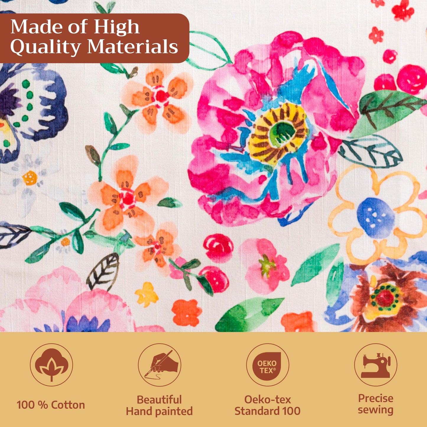 Maison d' Hermine Table Cloth Square Table 100% Cotton 54 x 54 Inches Tablecloth Reusable Decorative for Dining Kitchen Farmhouse Home Gifts for Mothers Day Spring Summer- Happy Florals -High Summer