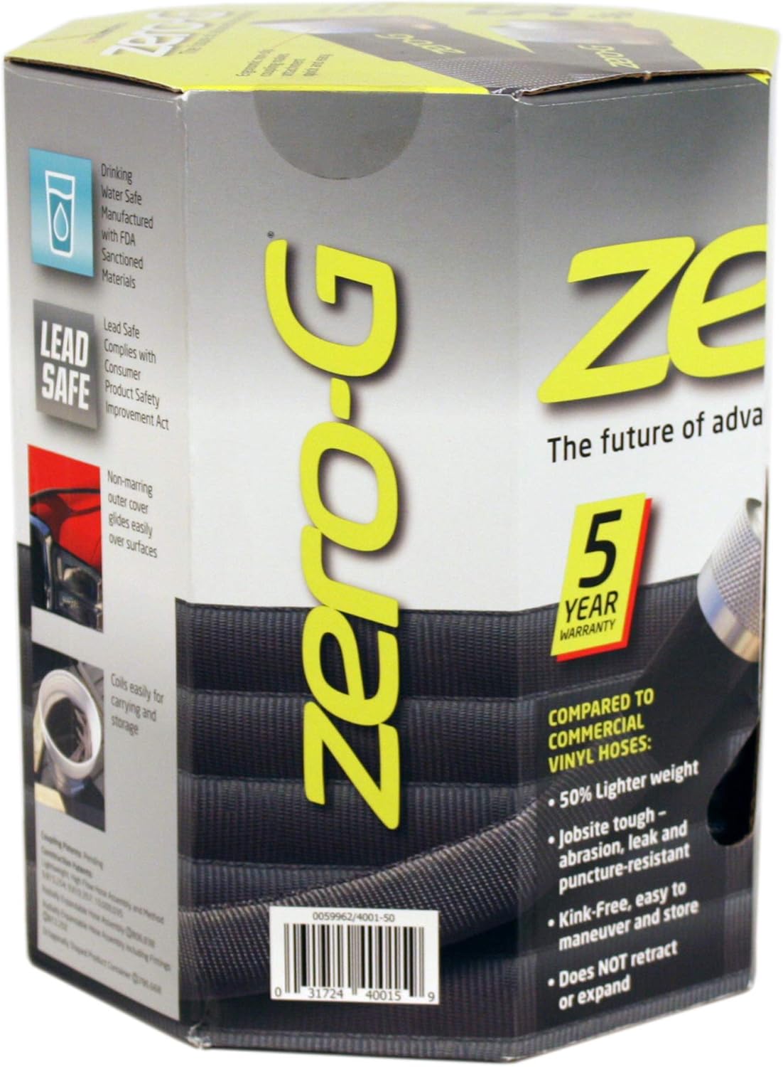Zero-G 4001-50 Garden Hose - Lightweight, Ultra Flexible & Durable | Kink-Free, 5/8-Inch x 50-Feet
