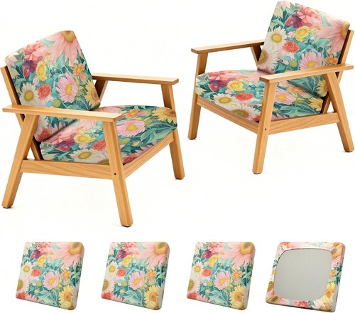 BIETYONE Patio Cushion Covers - 4Pcs Stretch Slipcovers for Outdoor Sofa | Washable & Reusable