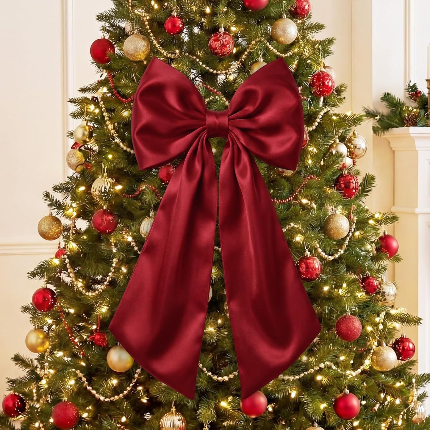 Suncalla Large Burgundy Satin Bows - 3 Pcs 2 FT Hanging Decorations for Weddings & Parties