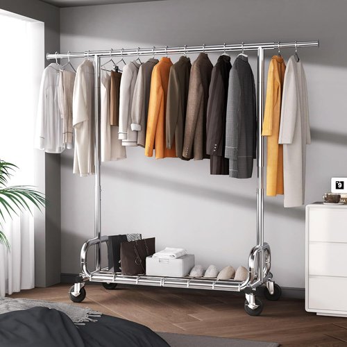 HOKEEPER Heavy Duty Clothes Rack - Adjustable Portable Garment Rack with Lockable Wheels | 68.89"H x 70.86"W x 20"D