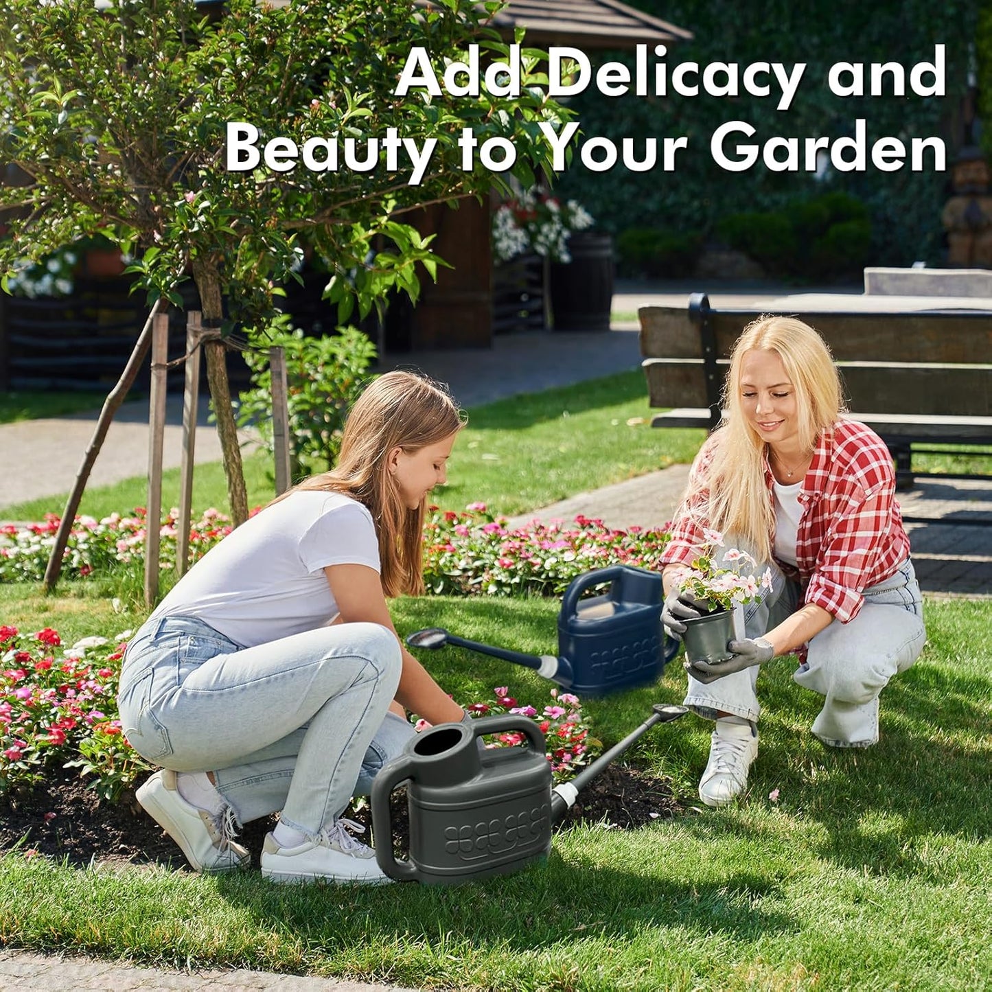 Skiennix 2 Gallon Watering Can - Removable Long Spout & Stainless Steel Sprinkler Head | Ideal for Outdoor Plants