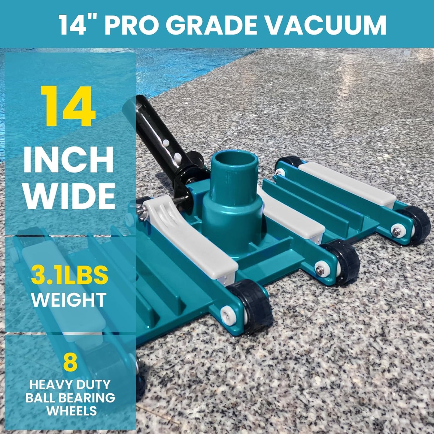 Skiennix Deluxe Swimming Pool Cleaning Kit - Net, Vacuum Head & 13Ft Pole for Inground & Above Ground Pools