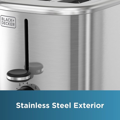 BLACK+DECKER® 2-Slice Toaster - Extra-Wide Slots for Bagels & 7 Toast Shade Settings, Stainless Steel Finish