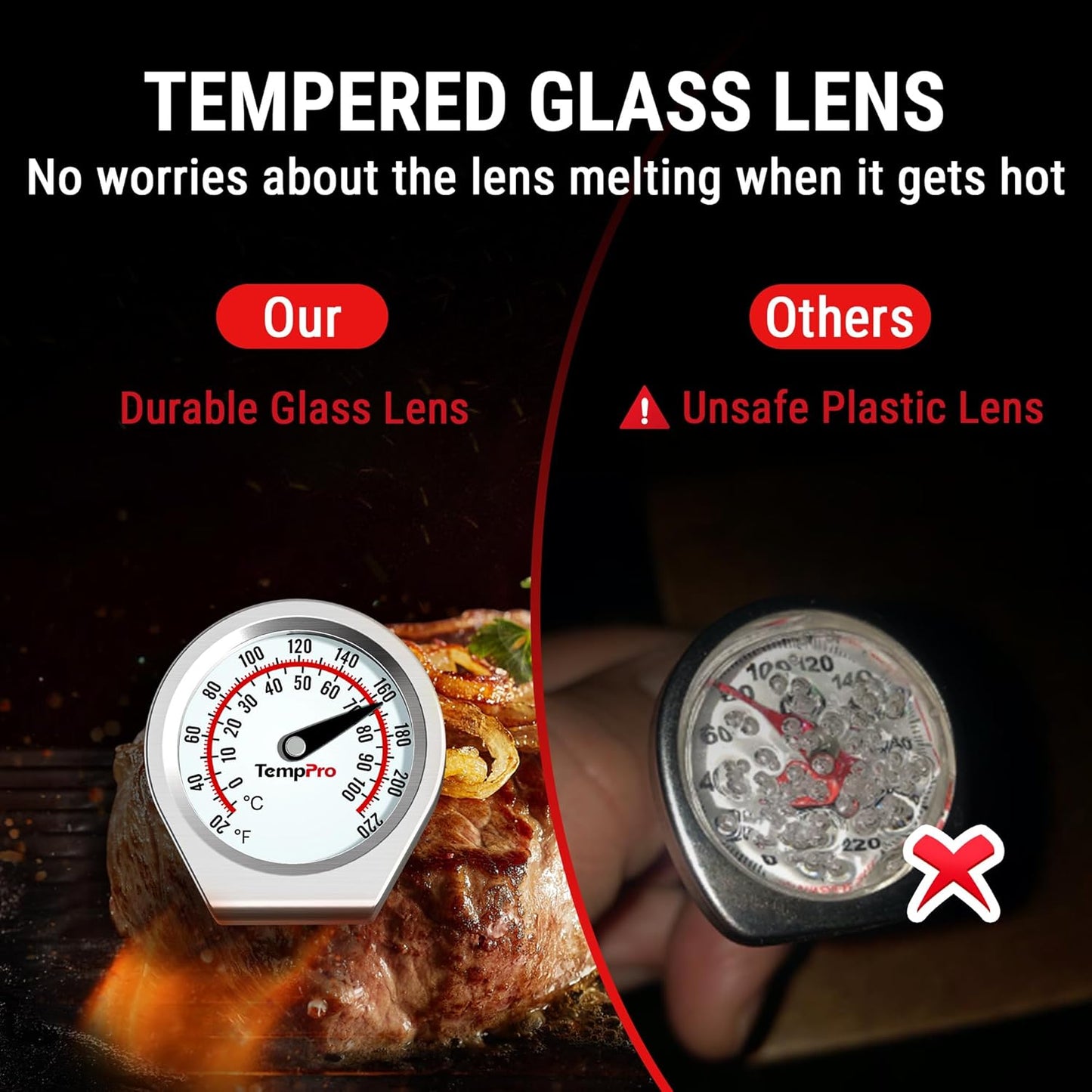 TempPro Instant Read Meat Thermometer - Portable Grill & Kitchen Thermometer for Steak, Turkey & Liquid