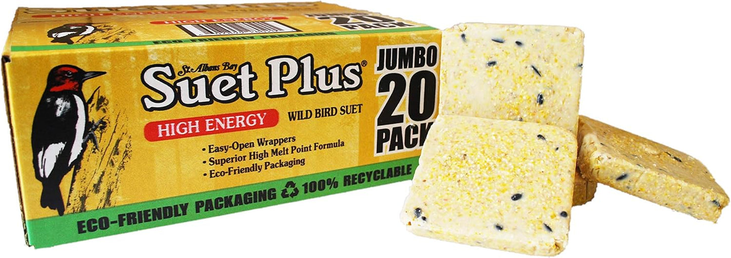 St. Albans Bay Suet Plus High Energy Suet Cakes - 20 Pack of 11 oz. Wild Bird Treats