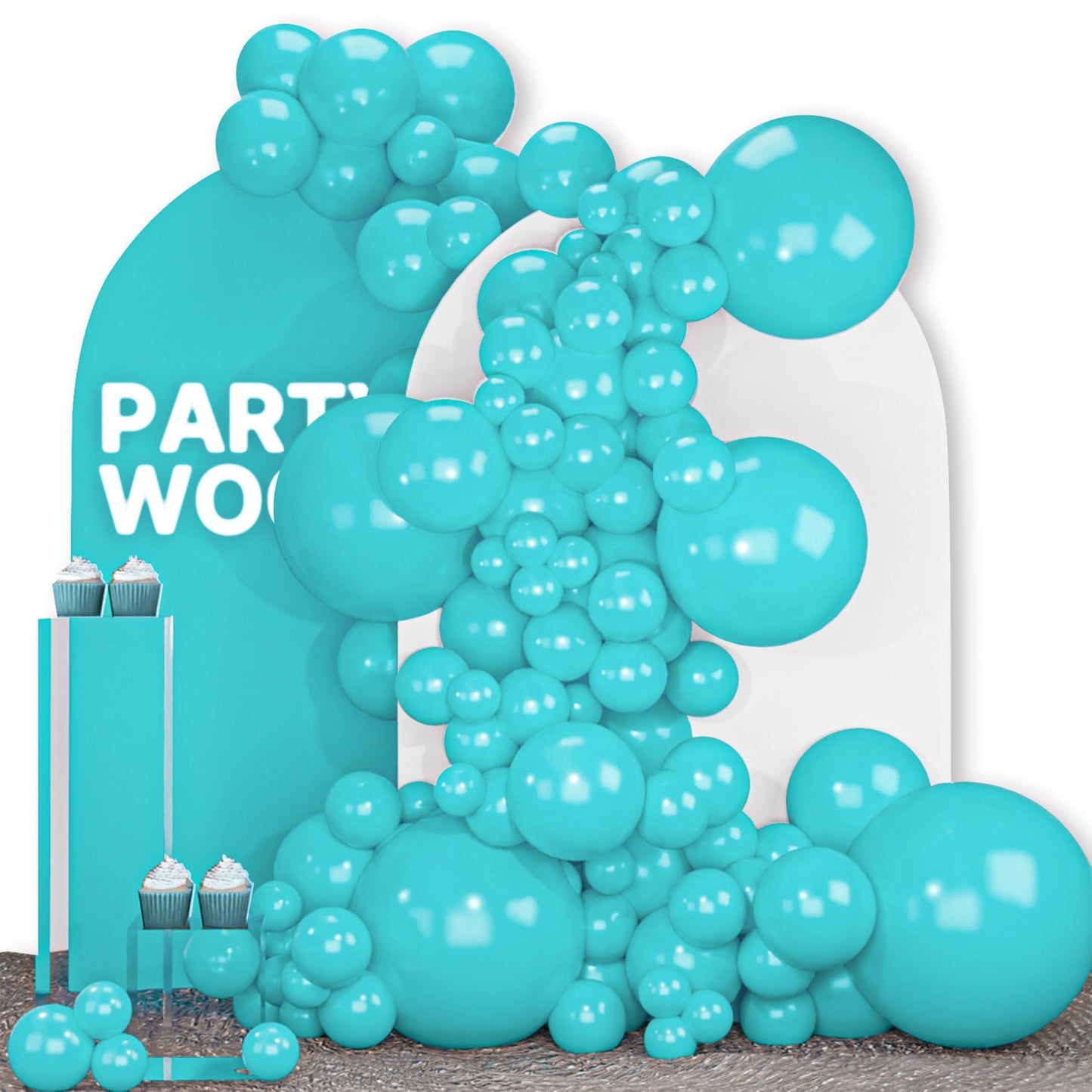 PartyWoo Teal Balloons 100pcs Different Sizes Pack of 18 12 10 5 Inch Turquoise Dark Teal Balloon Arch Kit for Baby Shower Gender Reveal Graduation Mermaid Birthday Pool Party Decorations Blue-Y69
