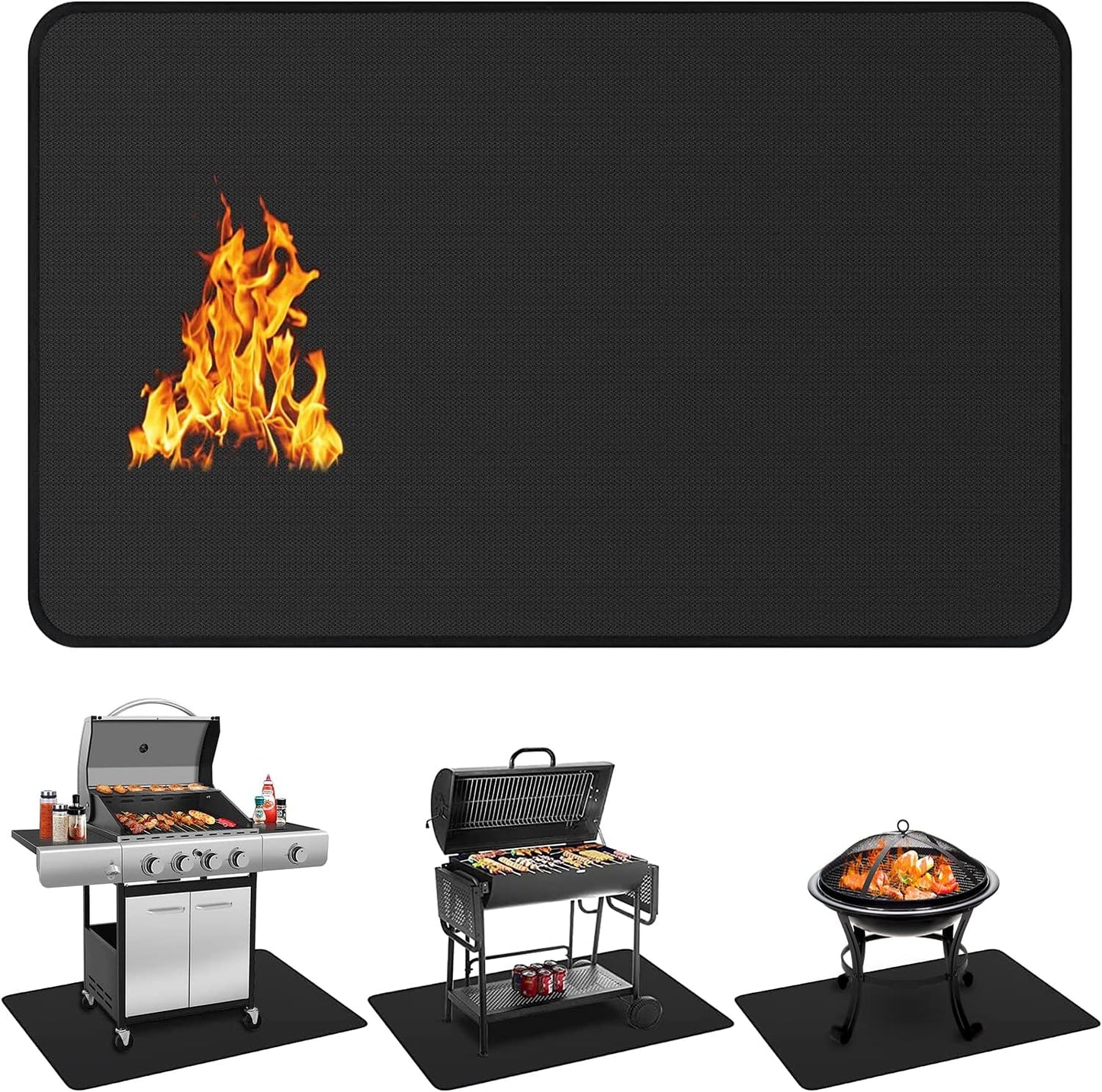Protebox Under Grill Mats - 60 x 40 Inch Double-Sided Fireproof & Waterproof BBQ Floor Pad