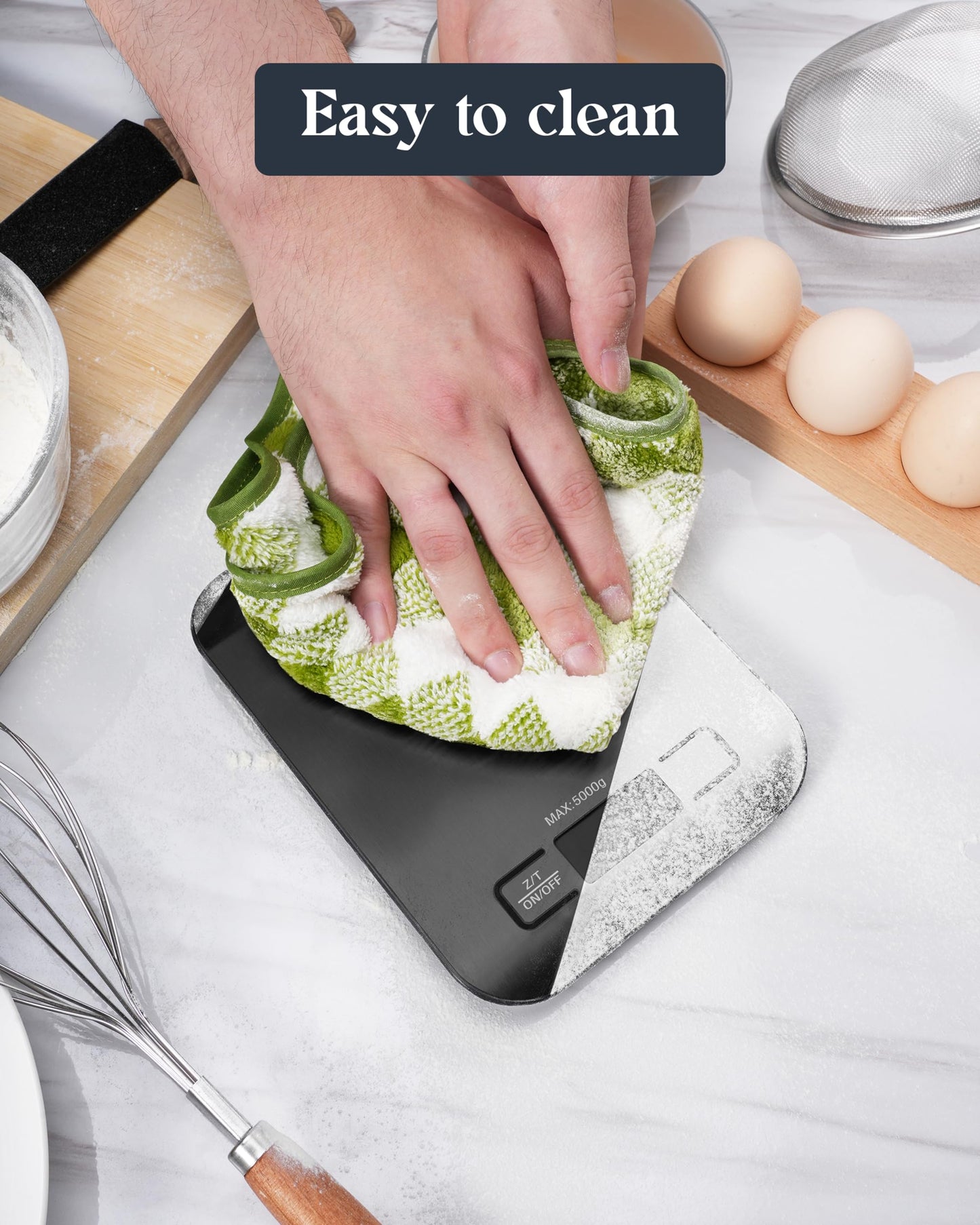 Tcsxady Food Scale, 11lb Kitchen Scale with 6 Units LCD Display and Tare Function, 0.05oz/1g Digital Kitchen Scale Compact Design for Baking, Healthy Cooking, Meal Prep, 304 Stainless Steel Black