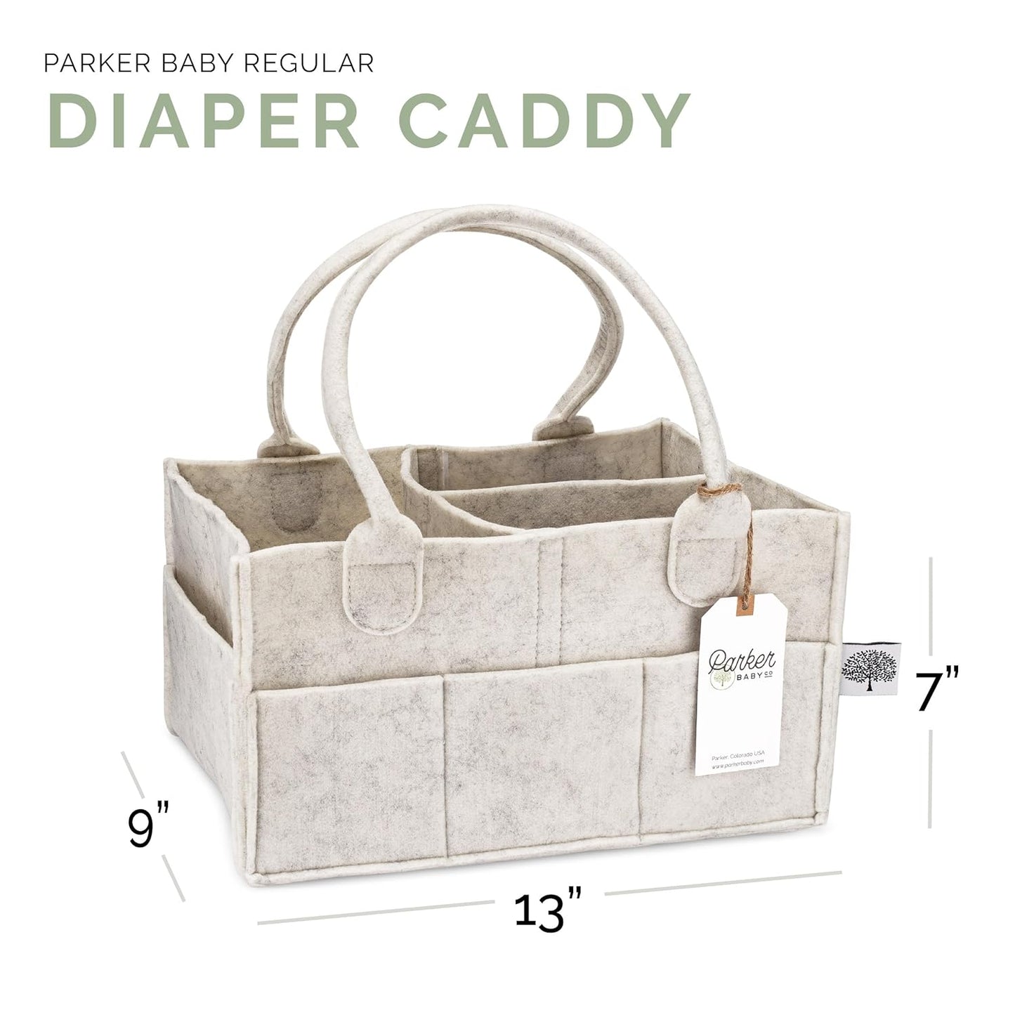 Parker Baby Diaper Caddy - Versatile Nursery Storage Bin & Car Organizer for Diapers - White Regular Size