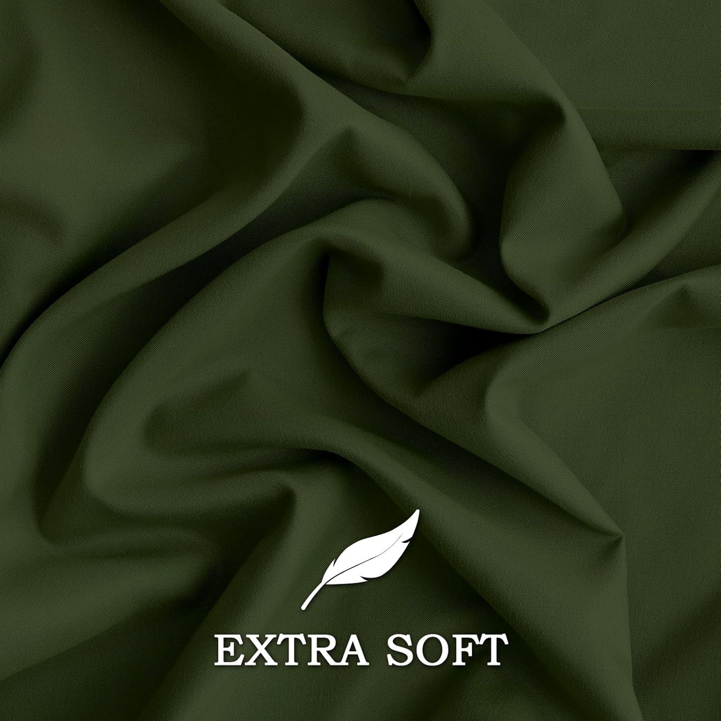 Q&J Fabric Co. Standard Size Pillow Cases - Soft Brushed Microfiber, Wrinkle-Free, Olive Green (Set of 2)