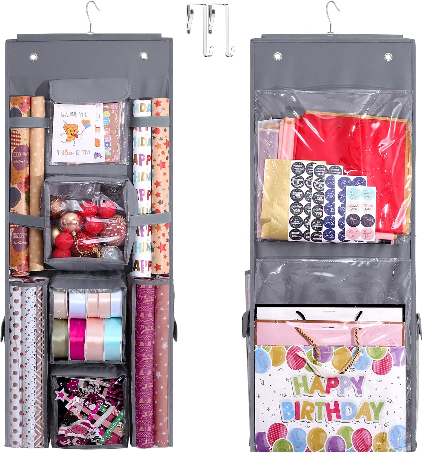 Regine Switzerland Gift Wrapping Paper Storage - Double-Sided Organizer, 40x16 Inch Heavy-Duty Oxford Bag