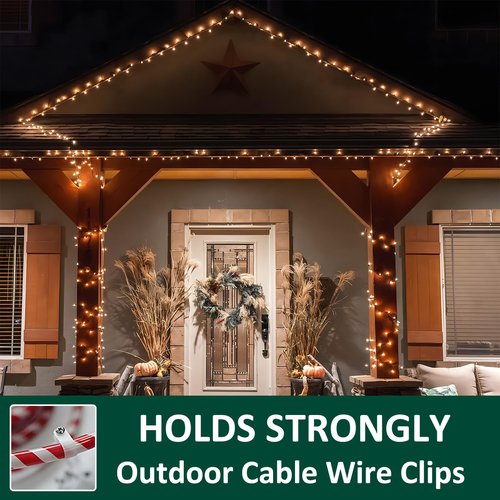 adlkirg 100 Pack 1/2 Inch Rope Light Clips with Stainless Steel Screws, P-Style Rope Light Mounting Clips, Outdoor Cable Clips for Christmas Parties Wedding