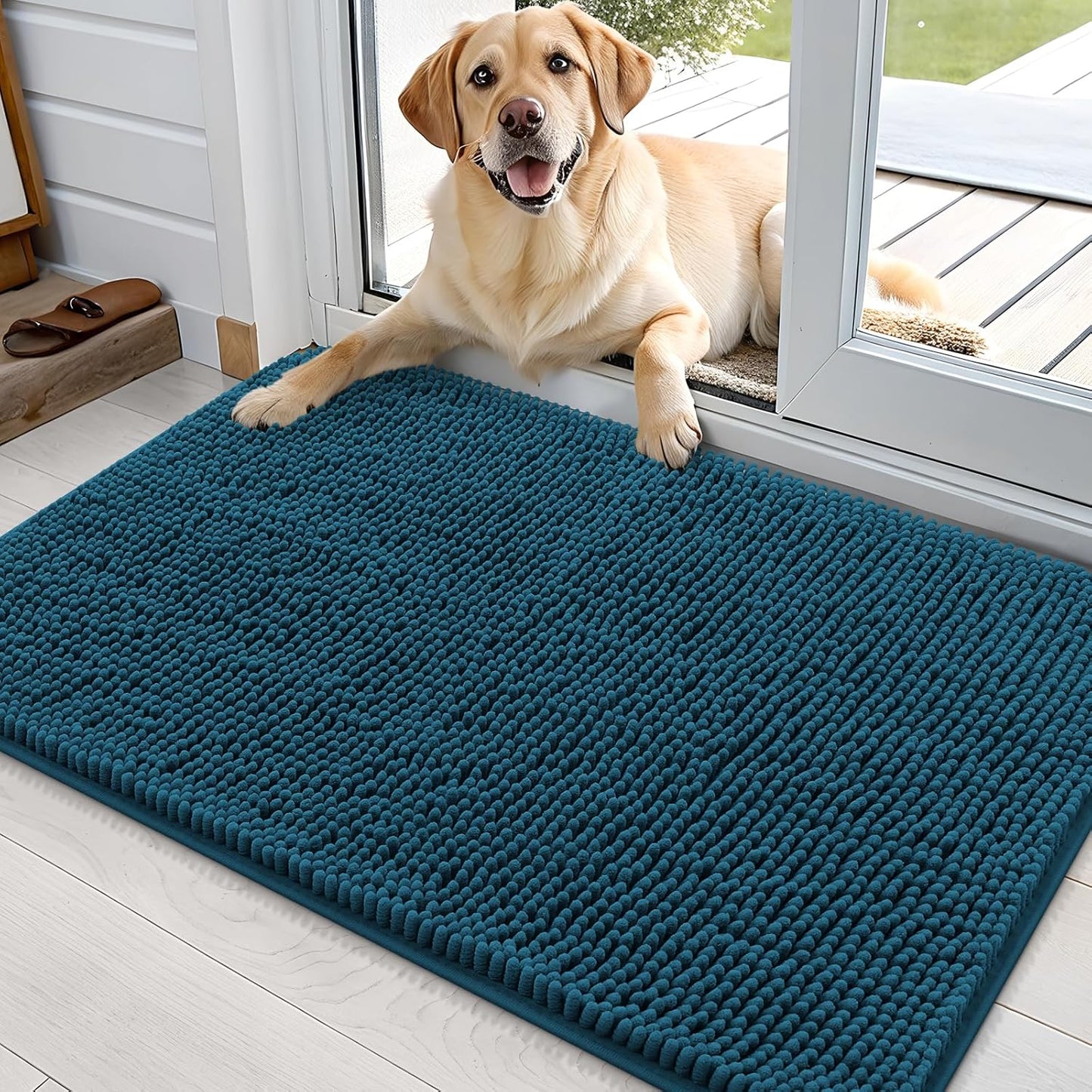 OLANLY Dog Door Mat - Absorbent Non-Slip Washable Doormat for Muddy Paws | 36x24 Atlantic Blue