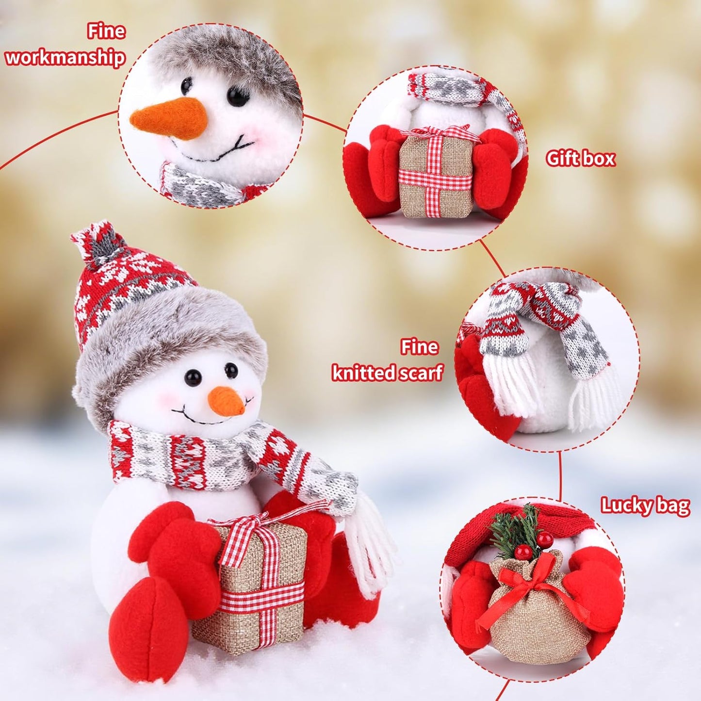 Skiennix Christmas Snowman Decorations - 2 Pack Indoor Holiday Ornaments for Home Decor | Gift & Table Decor