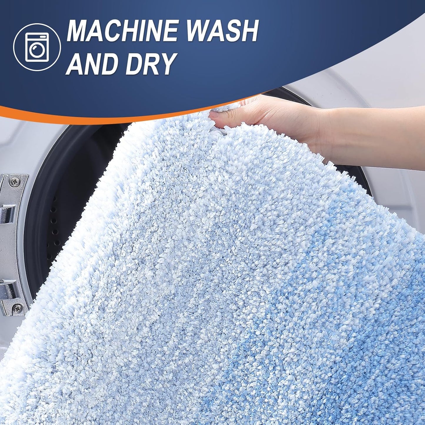 OLANLY Bathroom Runner Rug - Extra Soft Microfiber Mat | Quick-Dry, Washable, 44x24, Light Blue
