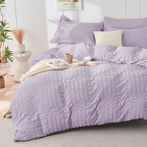 HYMOKEGE Lavender Comforter Set - Luxurious 7-Piece All-Season Bedding in Full Size
