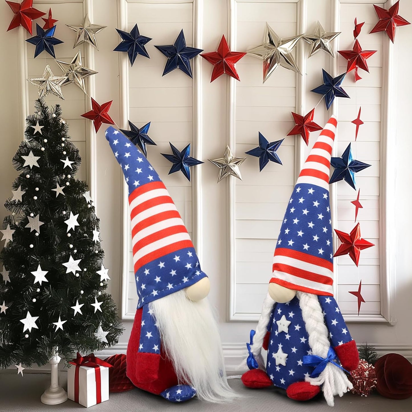 Skiennix 4th of July Gnomes - Patriotic USA Home Decor | Red, White & Blue Figurines for Indoor Use