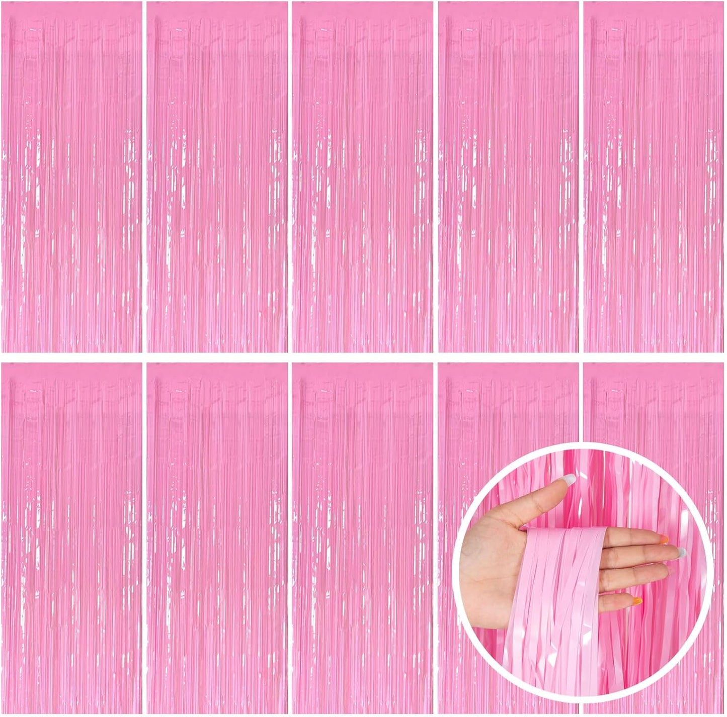 Regine Switzerland Pink Foil Fringe Streamers - Elegant Backdrop Curtains for Birthday & Graduation Celebrations